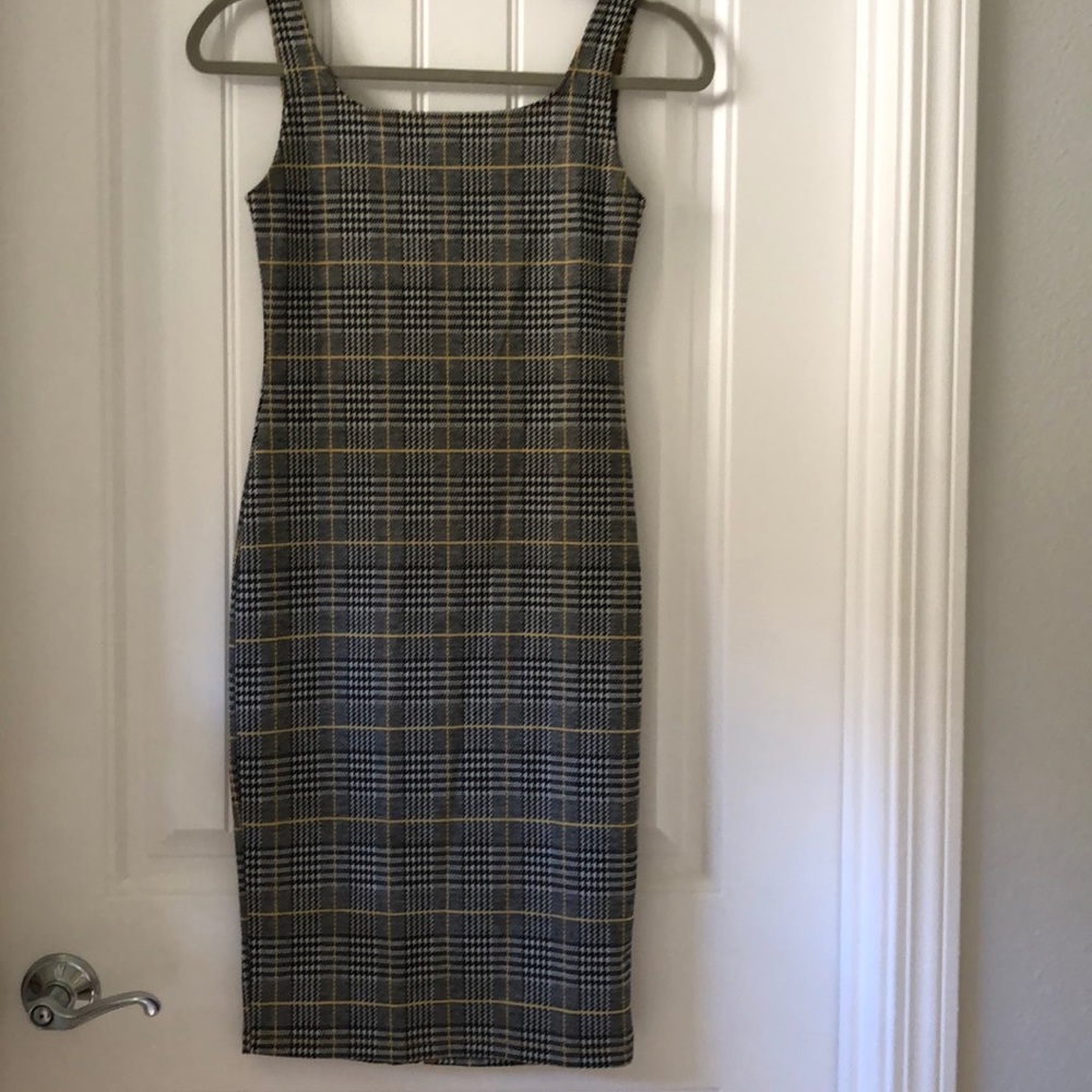 Plaid style midi dress